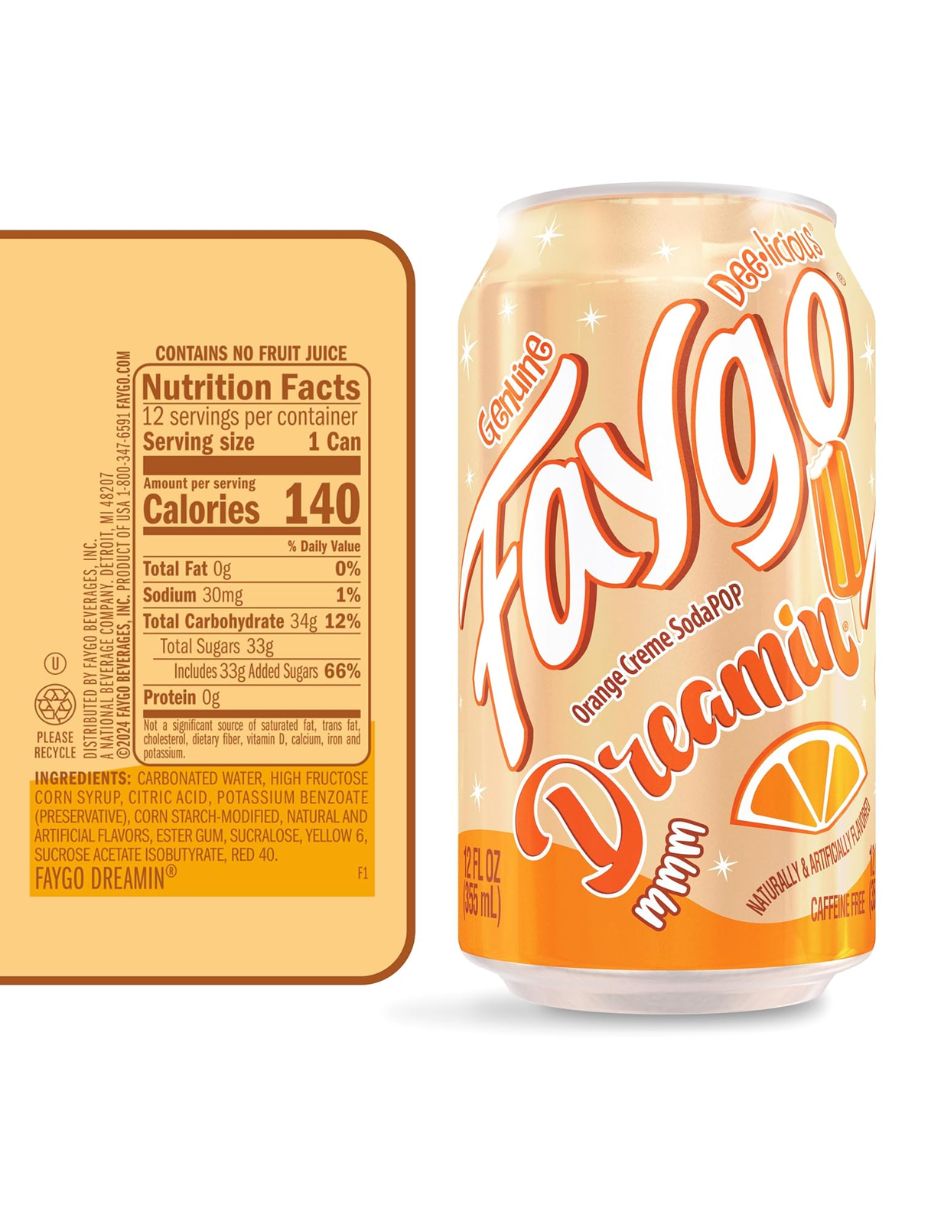Refresco Faygo Dreamin' Crema de Vainilla 12 Latas 355 ml