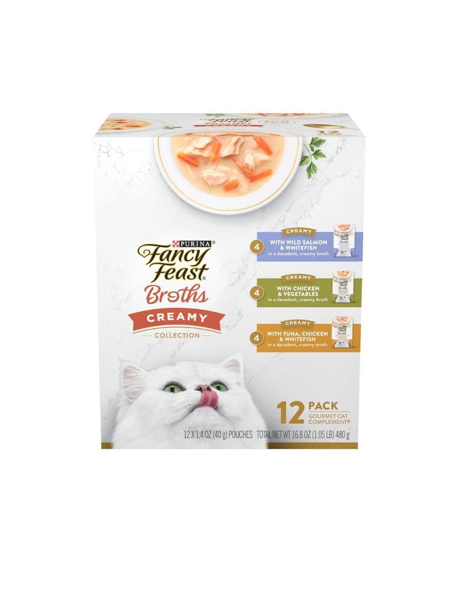 Alimento húmedo cremoso Fancy Feast Broths para Gato 12 pack