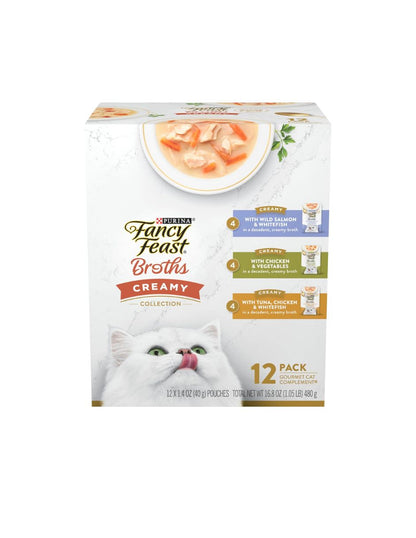 Alimento húmedo cremoso Fancy Feast Broths para Gato 12 pack