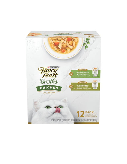 Alimento húmedo Fancy Feast Broths Pollo para Gato 12 Sobres