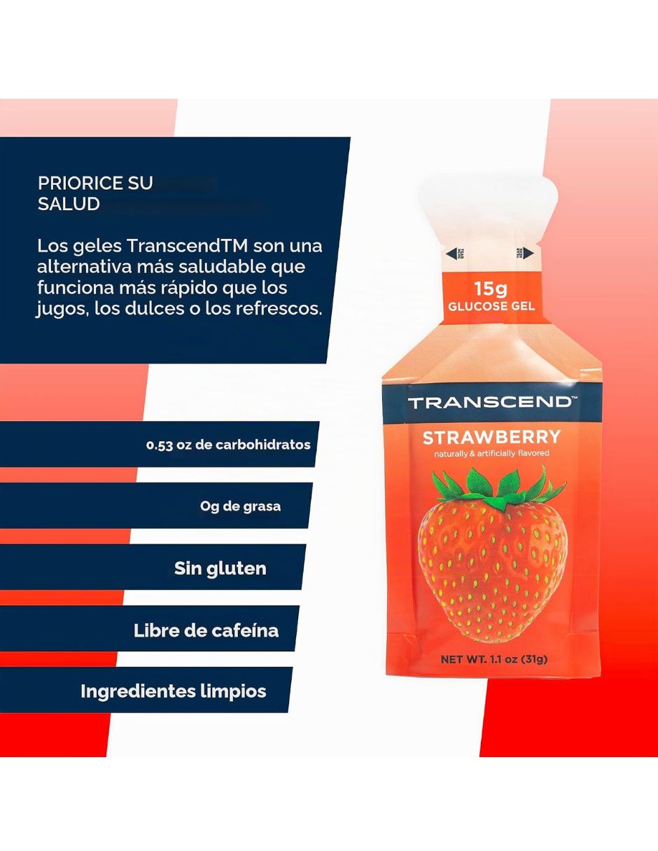 Gel de Glucosa Transcend Fresa 10 sobres