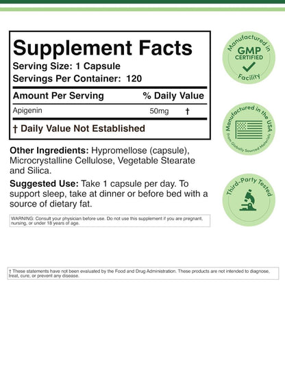 Suplemento Double Wood Apigenina 50 mg 120 Cápsulas