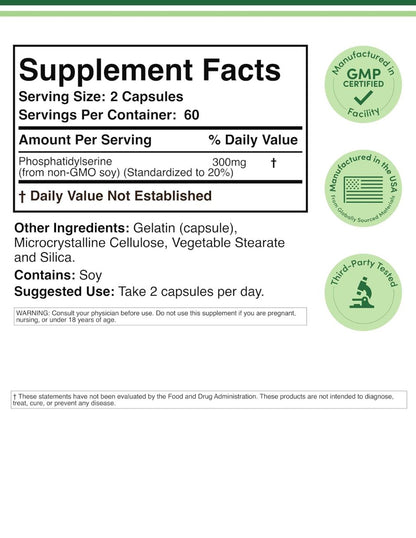 Suplemento Double Wood Fosfatidilserina 300 mg 120 Cápsulas