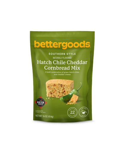 Mezcla bettergoods Pan de Maíz Chile Hatch Cheddar 454 g