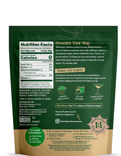 Endulzante Whole Earth Brown Stevia y Alulosa 340 g