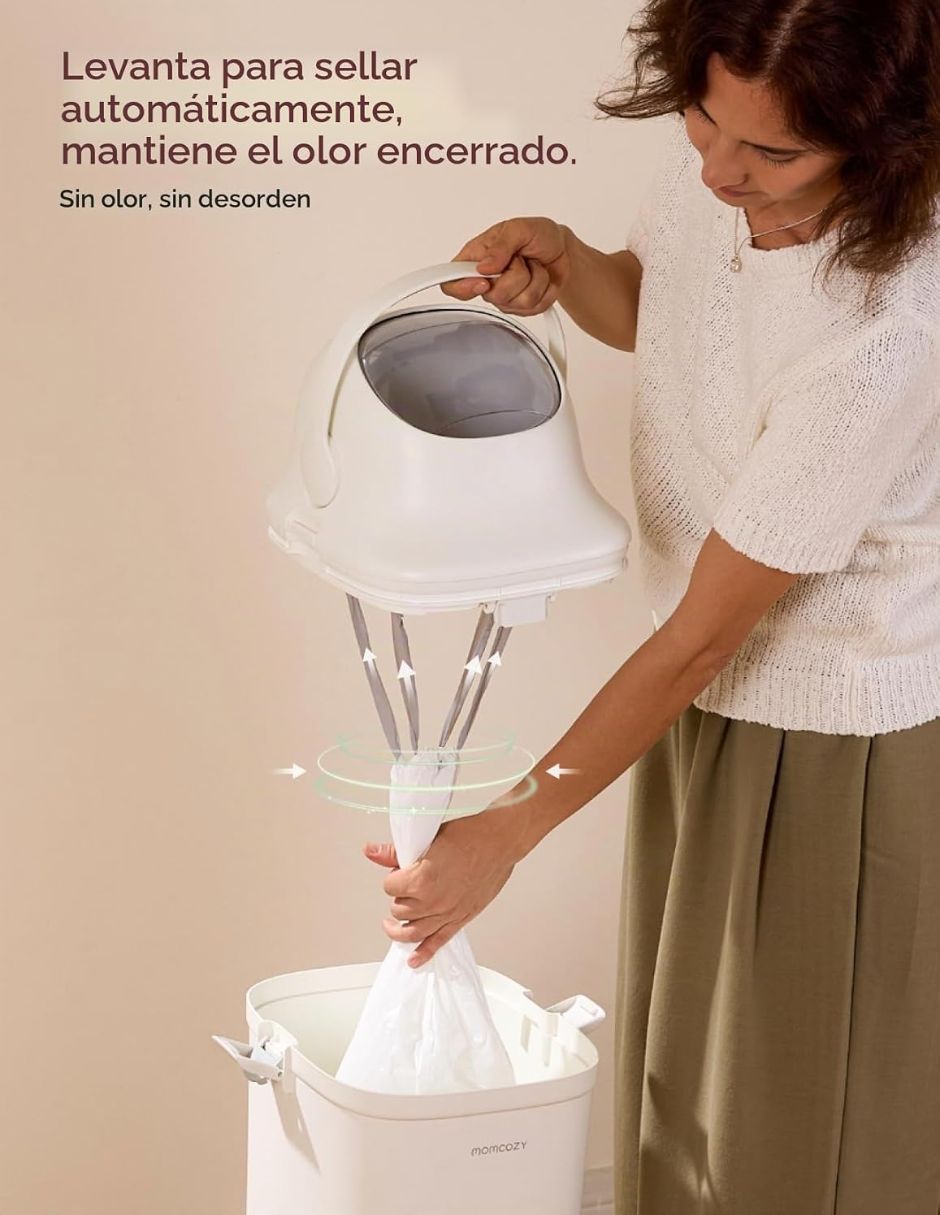 Cubo para Pañales Momcozy Triple Sellado Antiolores