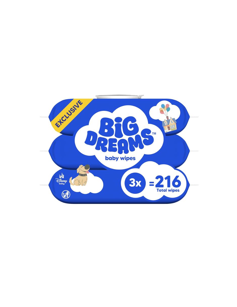 Toallitas Big Dreams para Bebé Sin Fragancia 216 Piezas