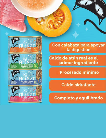 Alimento Húmedo Tiki Cat Friends Atún Variado 12 Latas