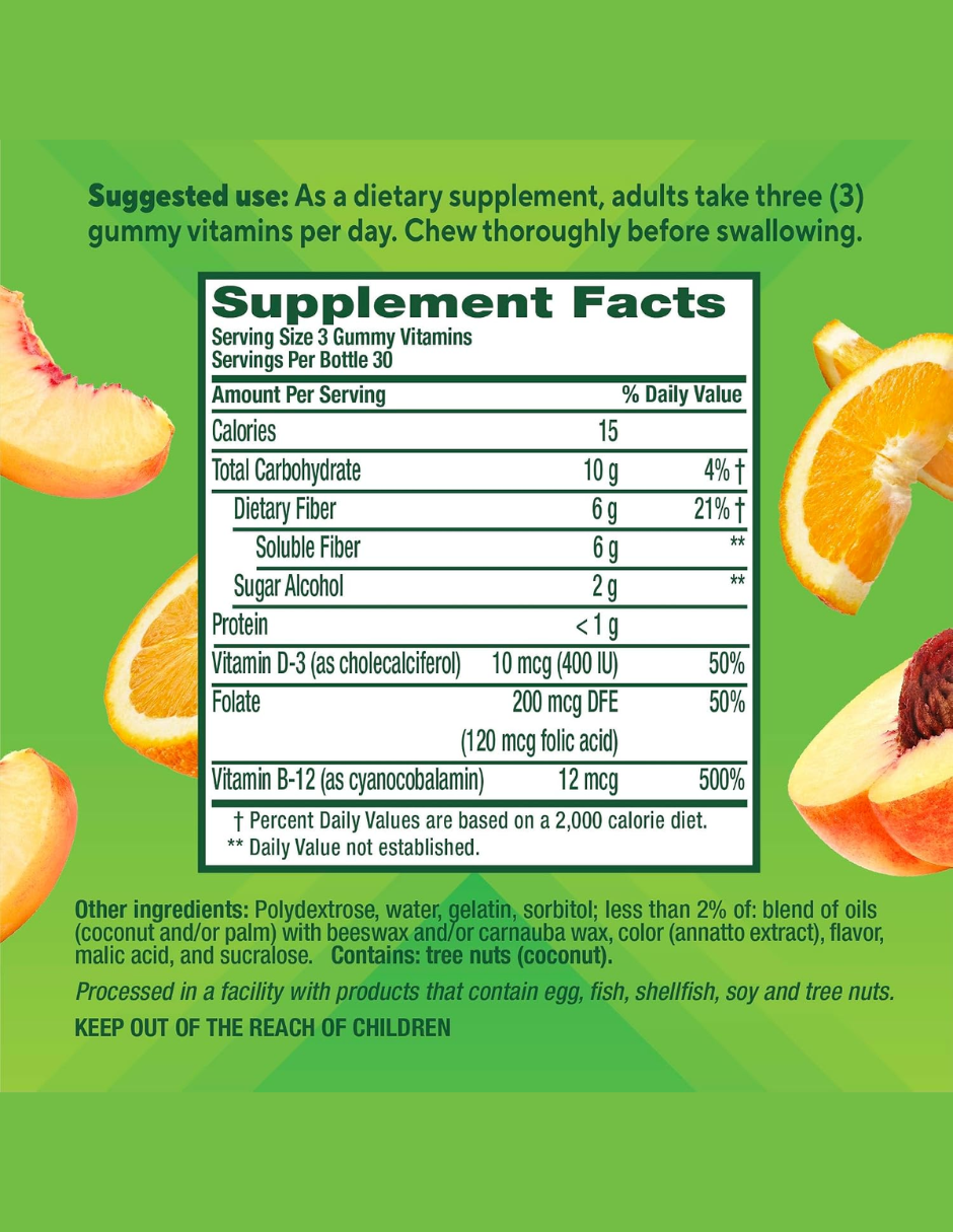 Suplemento alimenticio Vitafusion GLP-1 Fiber Plus Sin Azúcar 90 gomitas