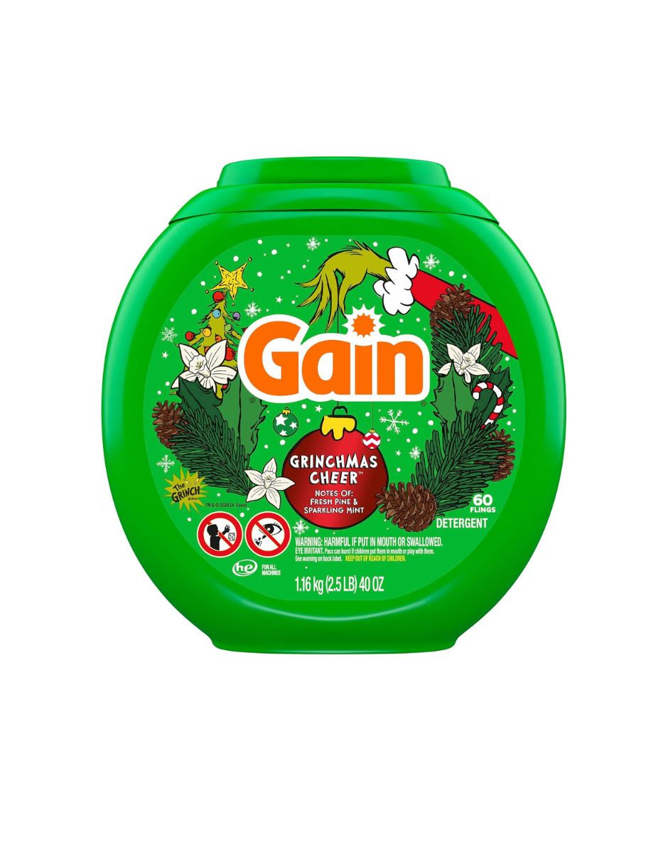 Cápsulas Detergente Gain Flings Edición Limitada Grinchmas Cheer 60 pods