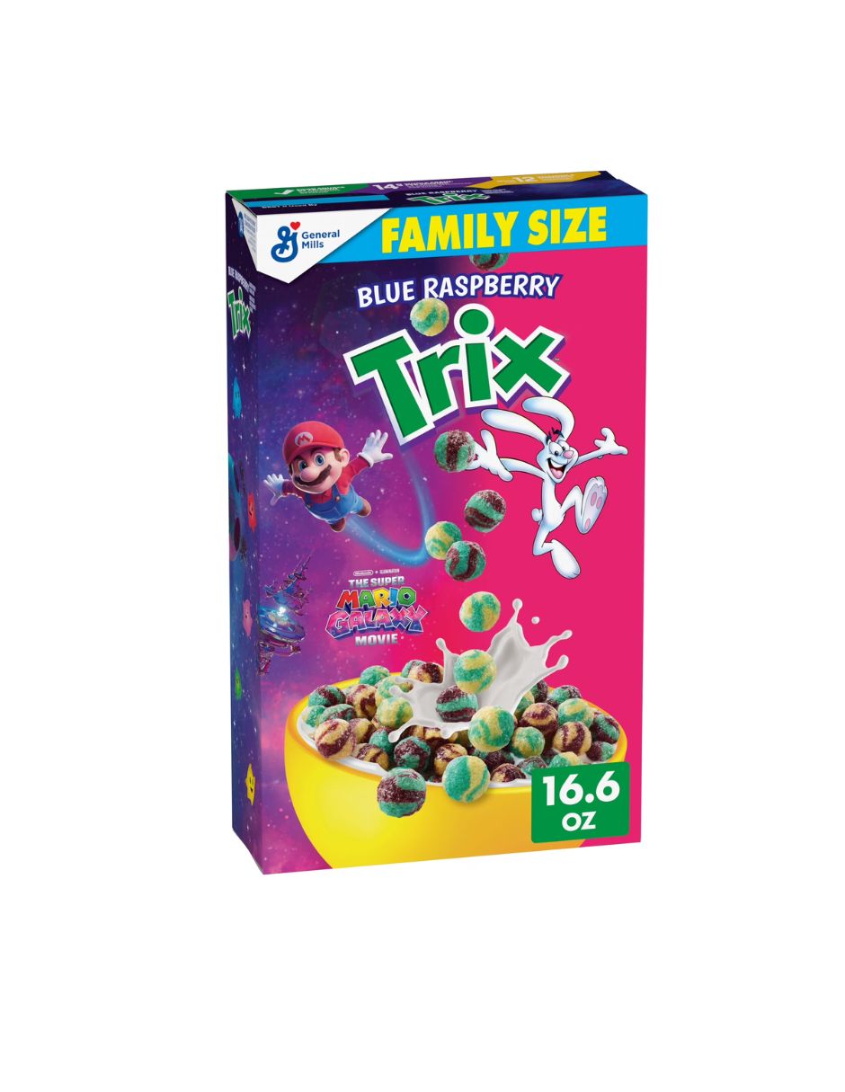 Cereal Trix Frambuesa Azul 470 g inspirado en Super Mario Galaxy