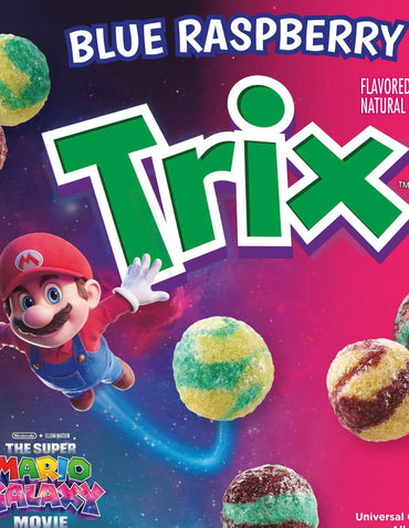 Cereal Trix Frambuesa Azul 470 g inspirado en Super Mario Galaxy