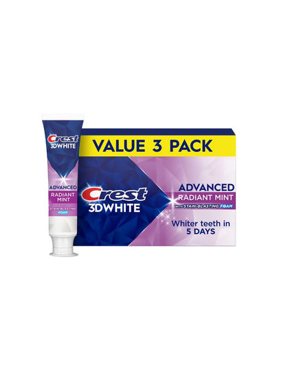 Pasta Dental Crest 3D White Radiant Mint 3 Pack