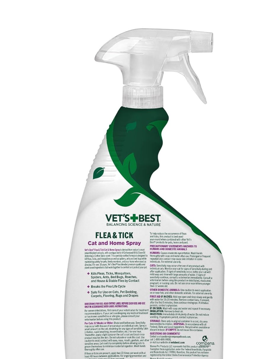 Spray para Hogar Vet’s Best Pulgas y Garrapatas para Gatos 945ml