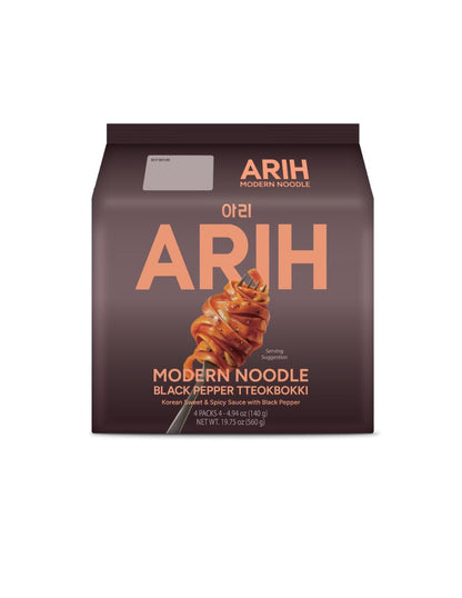 Fideos Coreanos ARIH Tteokbokki Pimienta Negra 4 bolsitas