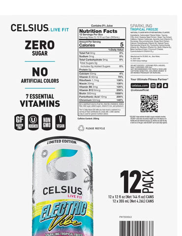 Bebida Energética Celsius Electric Vibe 12 latas de 355 ml