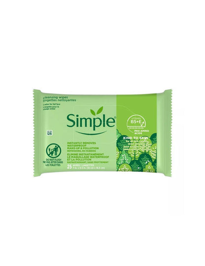 Simple Toallitas faciales limpiadoras sin perfume, 25 unidades