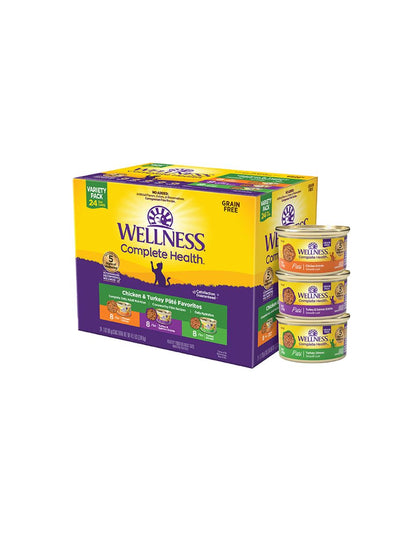 Wellness Complete Health comida húmeda en paté para gatos, pollo y pavo 24 unidades