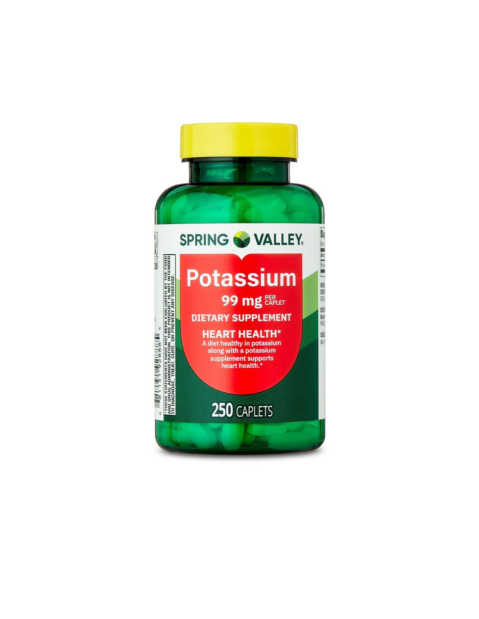 Spring Valley Potasio Corazón Salud Suplemento Dietético Cápsulas, 99 mg, 250 unidades