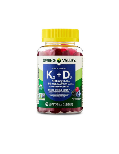 Spring Valley K2 y D3 gomitas 50 mcg (2000 UI), 60 unidades