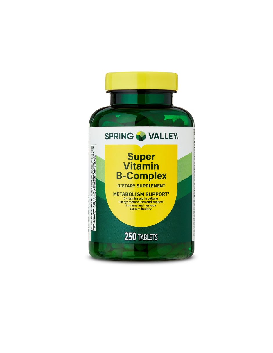 Spring Valley  Super Vitamina B-Complex Suplemento Dietético Tabletas, 250 Caps