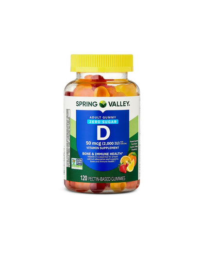 Spring Valley Gomitas Vitamina D sin azúcar, 50 mcg 2,000 IU 120 unidades
