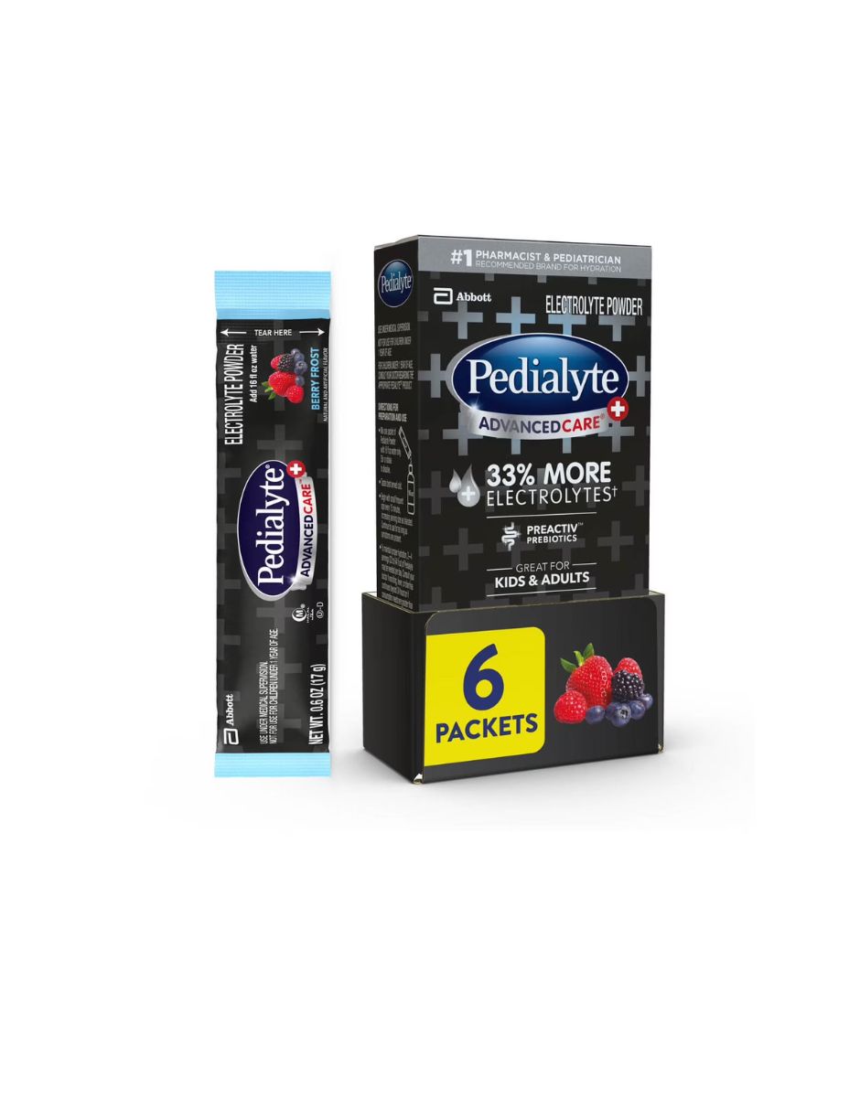 Polvo de electrolitos Pedialyte, apoyo inmunológico 6 piezas