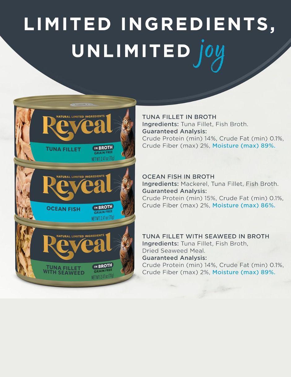 Alimento Húmedo Natural para Gatos Reveal Pescado 8 latas
