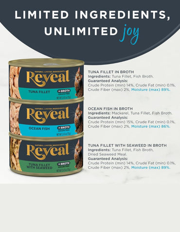Alimento Húmedo Natural para Gatos Reveal Pescado 8 latas
