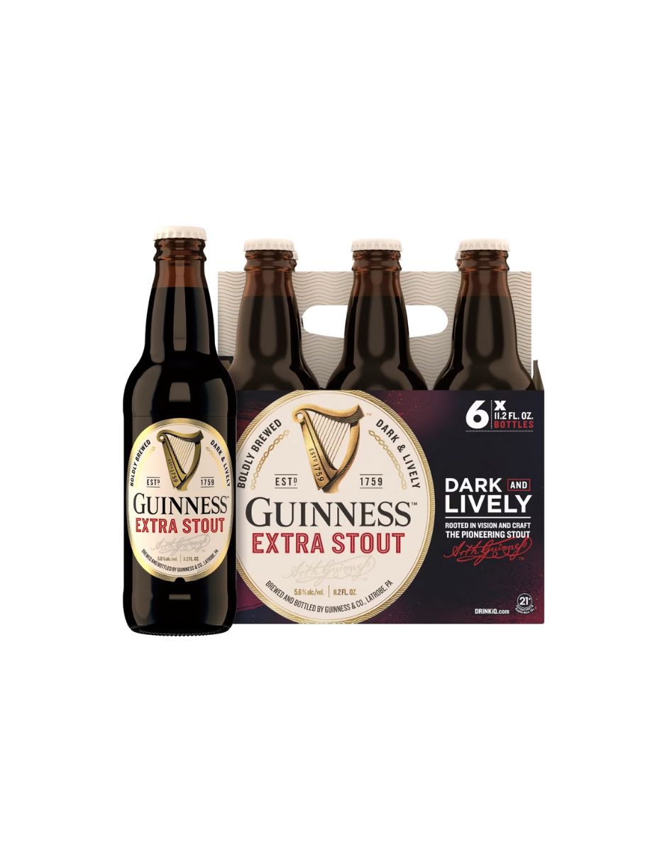 Guinness Extra Stout Cerveza Negra 6 Botellas de 330ml