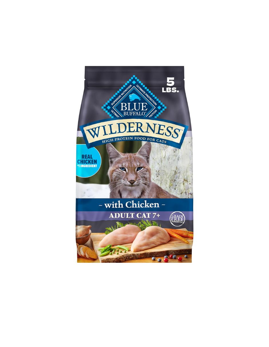 Blue Buffalo Wilderness High-Protein Grain-Free Mature Chicken Recipe Dry Cat Food 5lbs