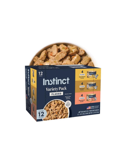 Instinct comida húmeda para gatos en hojuelas 3oz sabor pollo, pato y salmón 12 pack
