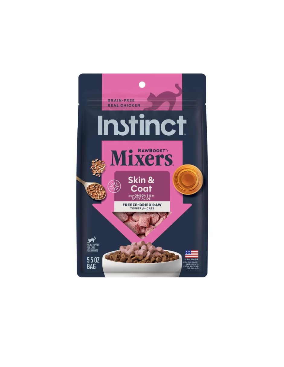 Instinct Mezcladores de refuerzo crudos liofilizados para la piel y el pelaje para gatos 156gr