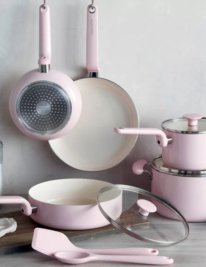 Batería de Cocina Cerámica GreenPan Rio 10 Piezas Rosa