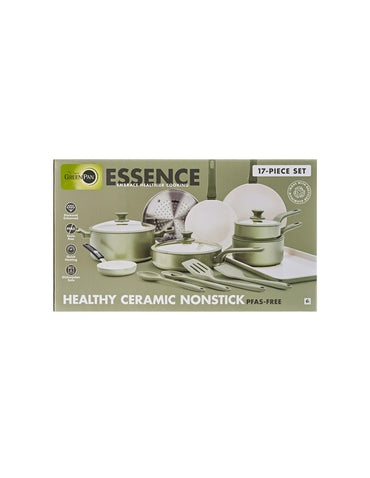 Batería Cerámica 17 Piezas GreenPan Essence color verde salvia