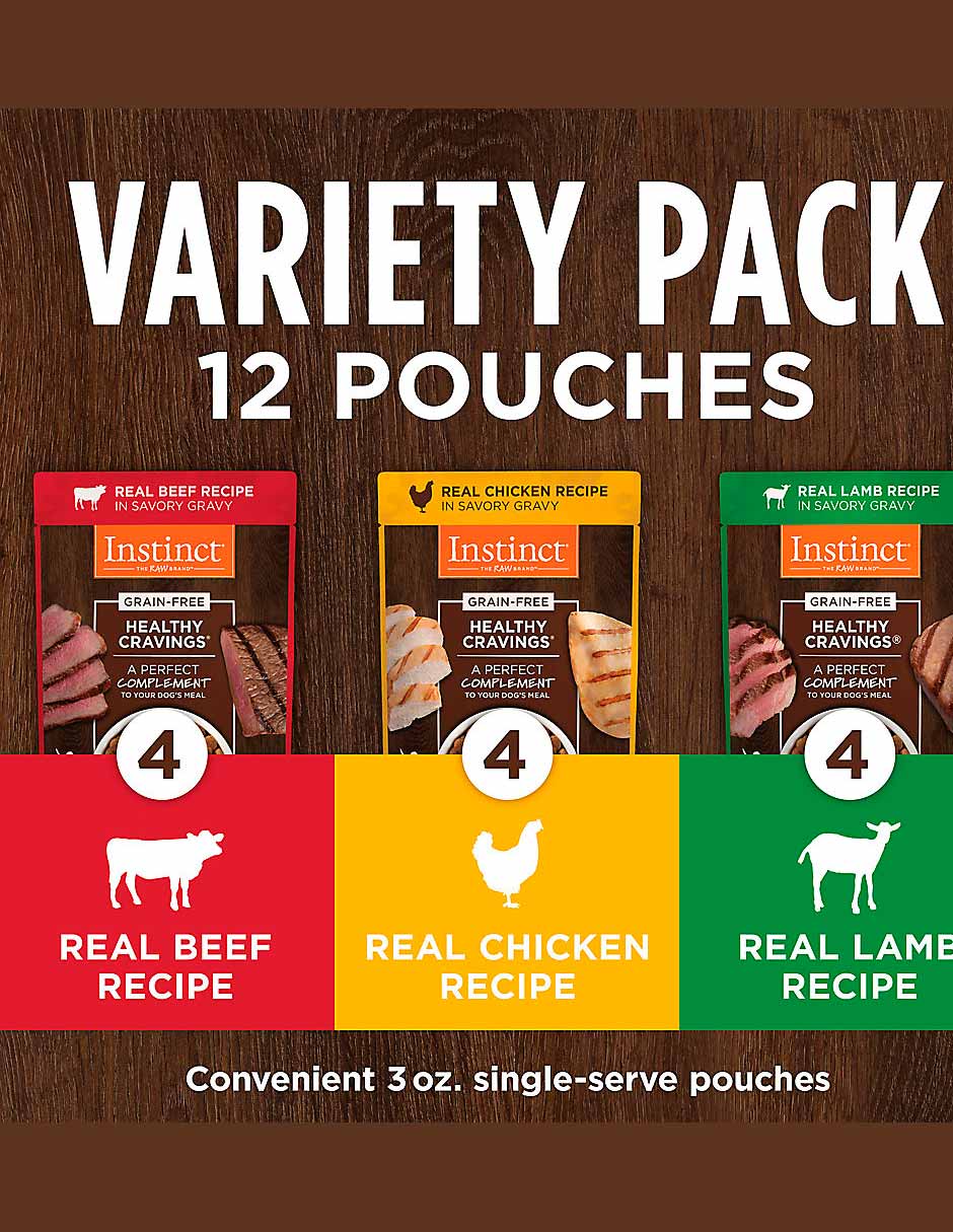 Instinct Healthy Cravings comida húmeda para perros (carne, pollo, cordero) 12 pack