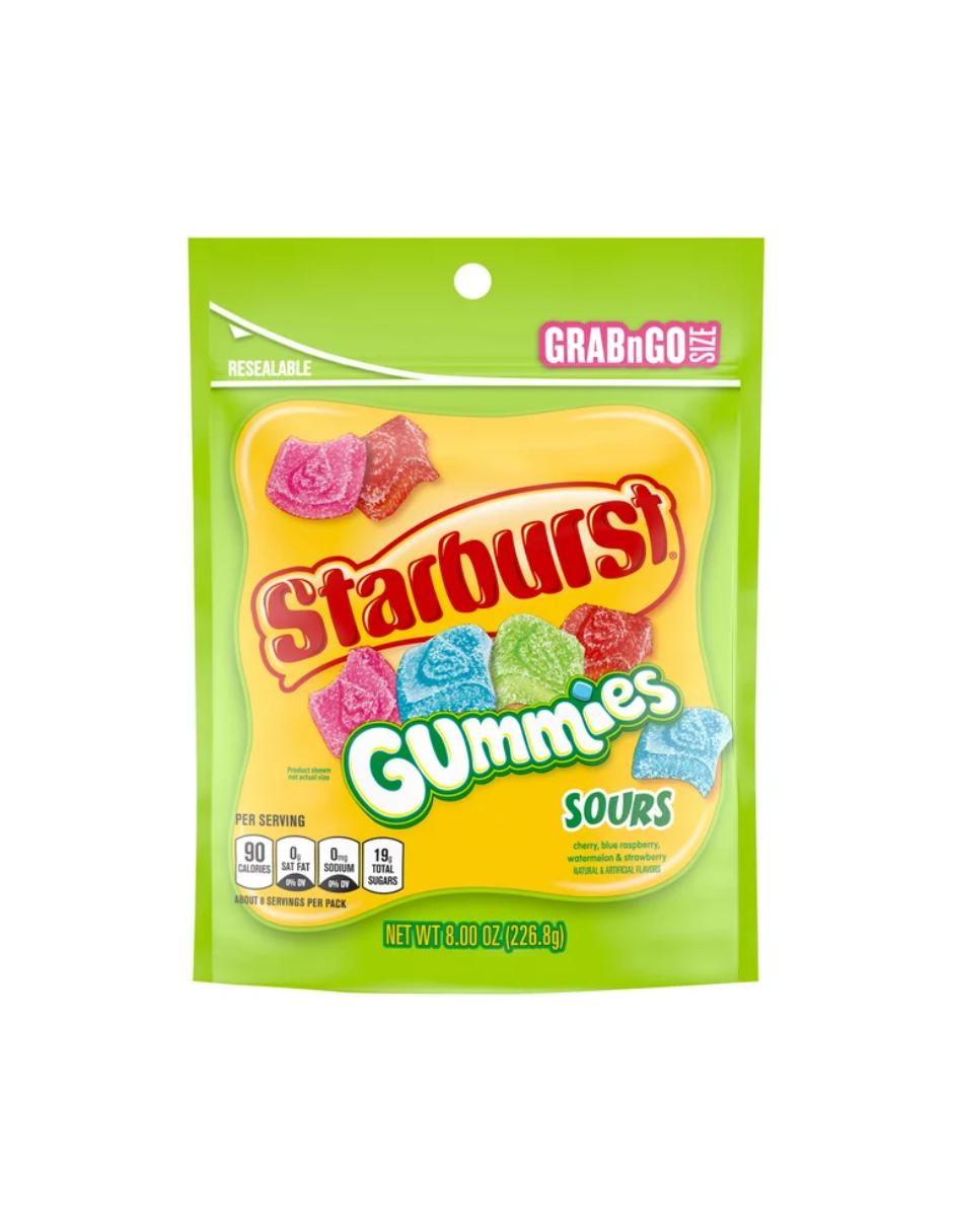 Starburst Sour Gummy Candy, Grab N Go Sour 226gr