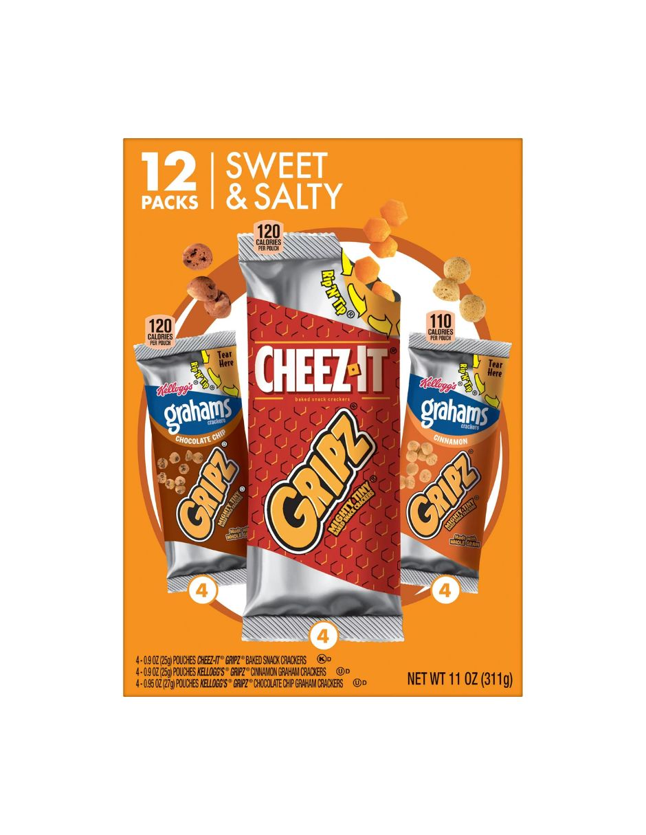 Kellogg's Gripz paquete variado de galletas pequeñas horneadas, 11 oz, 12 unidades