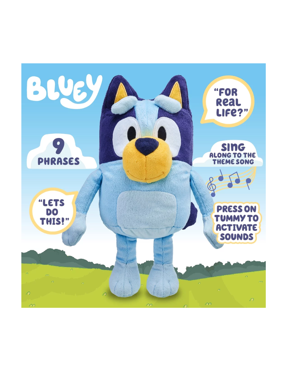 Peluche Bluey con 9 frases divertidas diferentes idioma Inglés