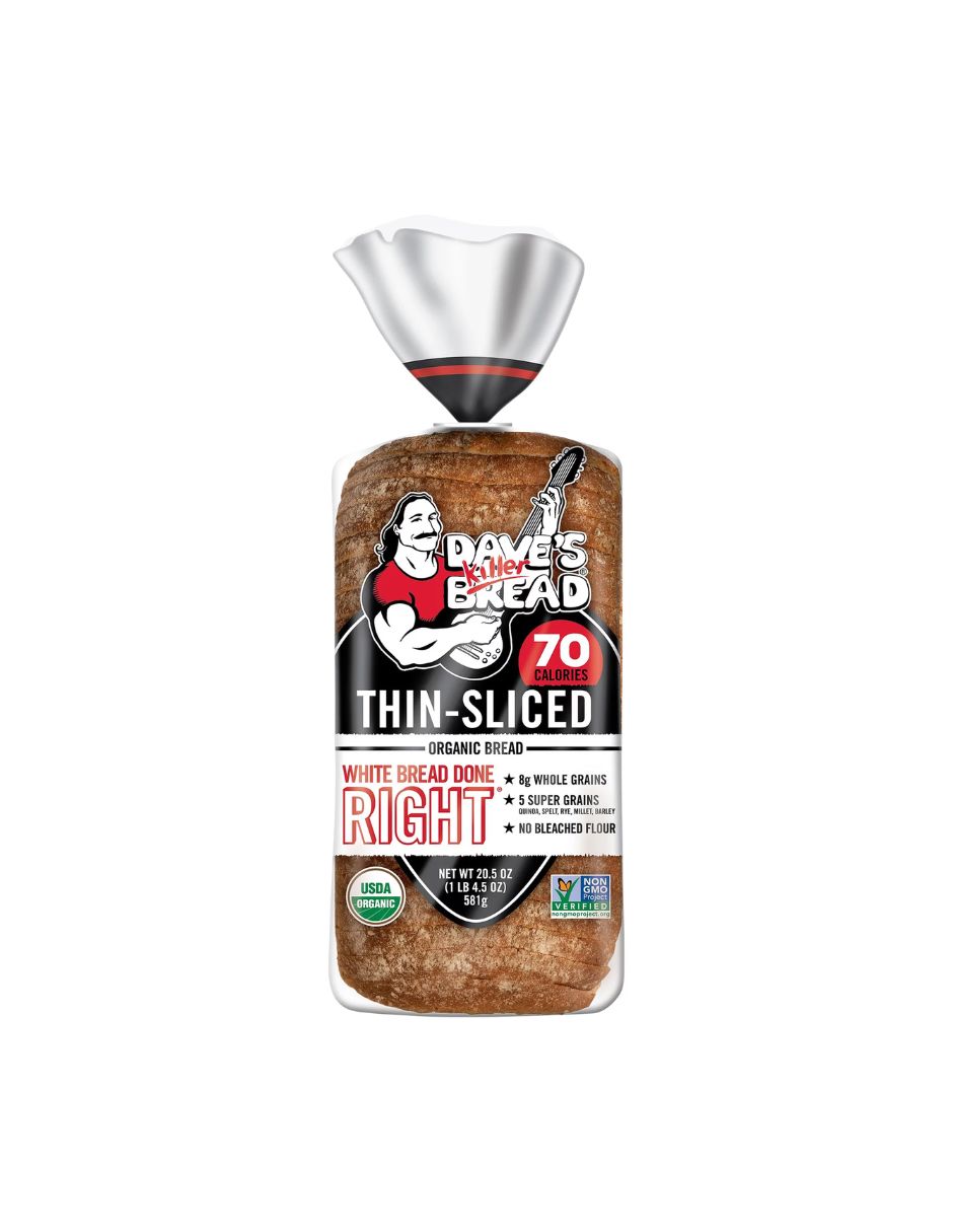 Dave's Killer Bread White Bread Done Right Pan orgánico en rodajas finas 581gr