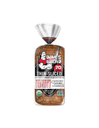 Dave's Killer Bread White Bread Done Right Pan orgánico en rodajas finas 581gr