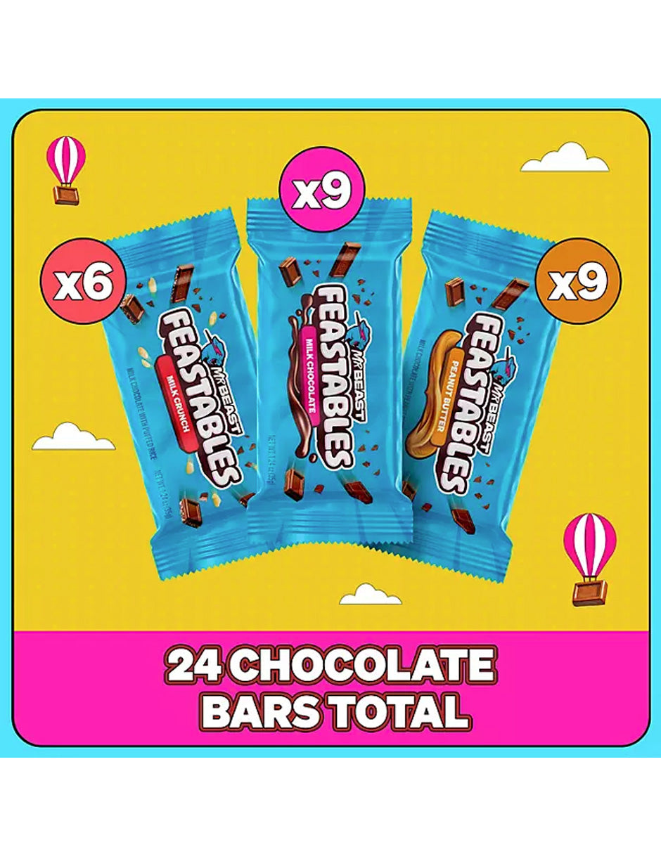 Mr beast barras de chocolate, paquete variado 24 piezas