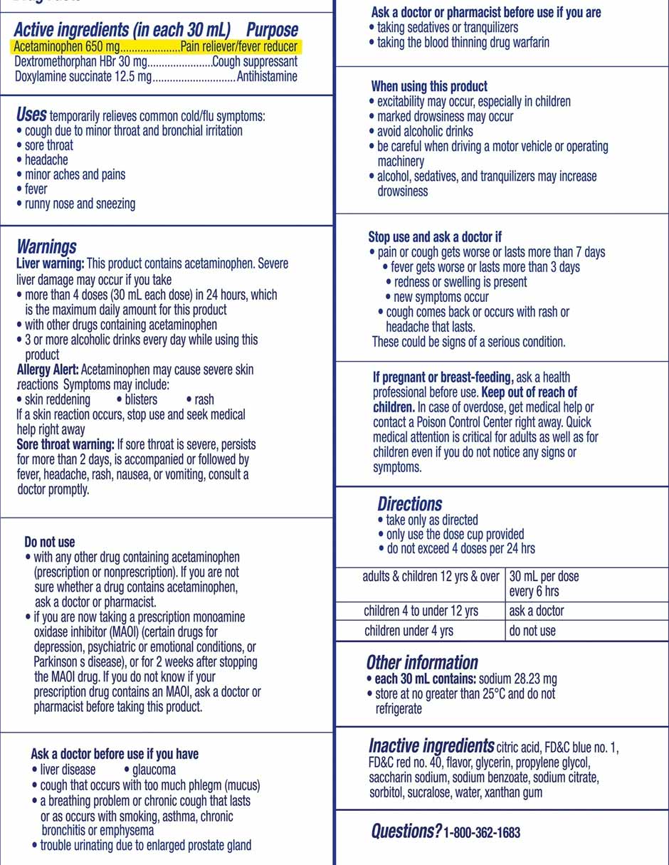 Vicks NyQuil Cold and Flu jarabe para la gripe para personas con presión arterial alta 236ml