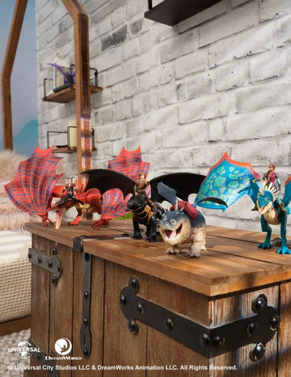 Figuras Batalla Final Vikingos y Dragones Set exclusivo Hipo, Astrid y Chimuelo