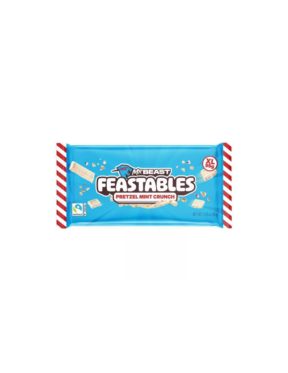 Feastables Pretzel Mint Crunch XL Chocolate Blanco 95 g Edición Limitada