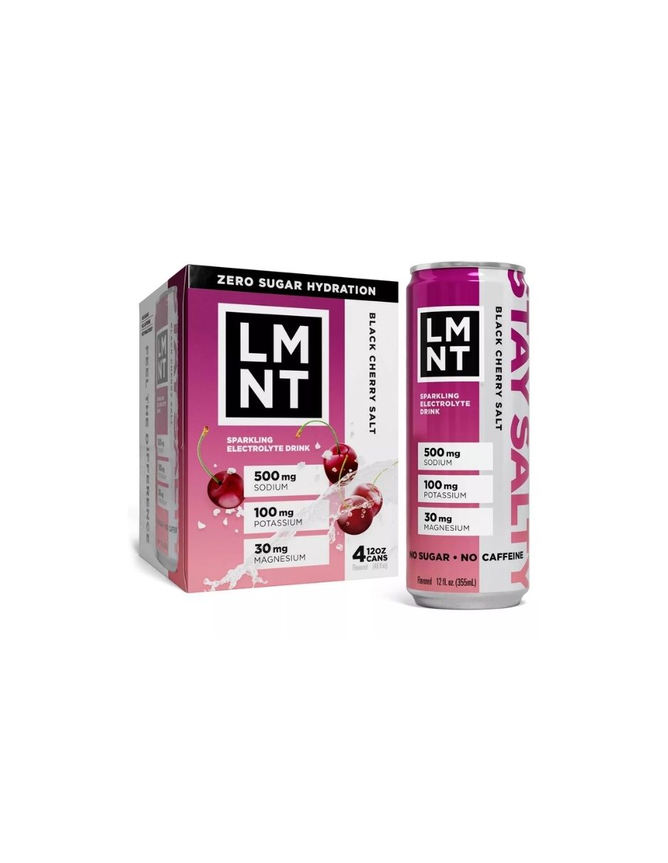 Bebida Electrolítica LMNT Cereza Negra Sin Azúcar 4 x 355 ml
