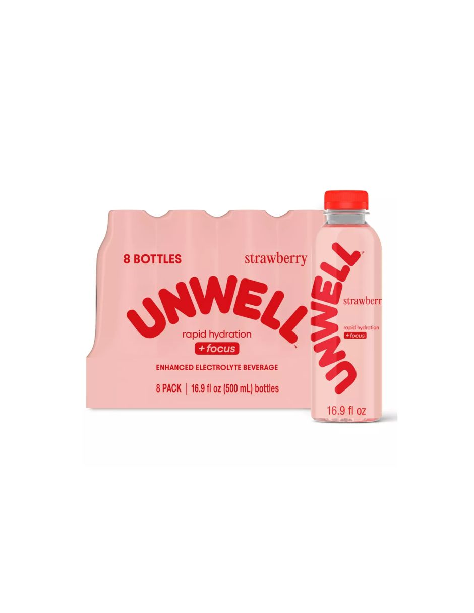 Bebida Electrolítica Unwell Hydrate+Focus Fresa 8 x 500ml