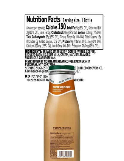 Starbucks Frappuccino Pumpkin Spice Sin Azúcar 405 ml