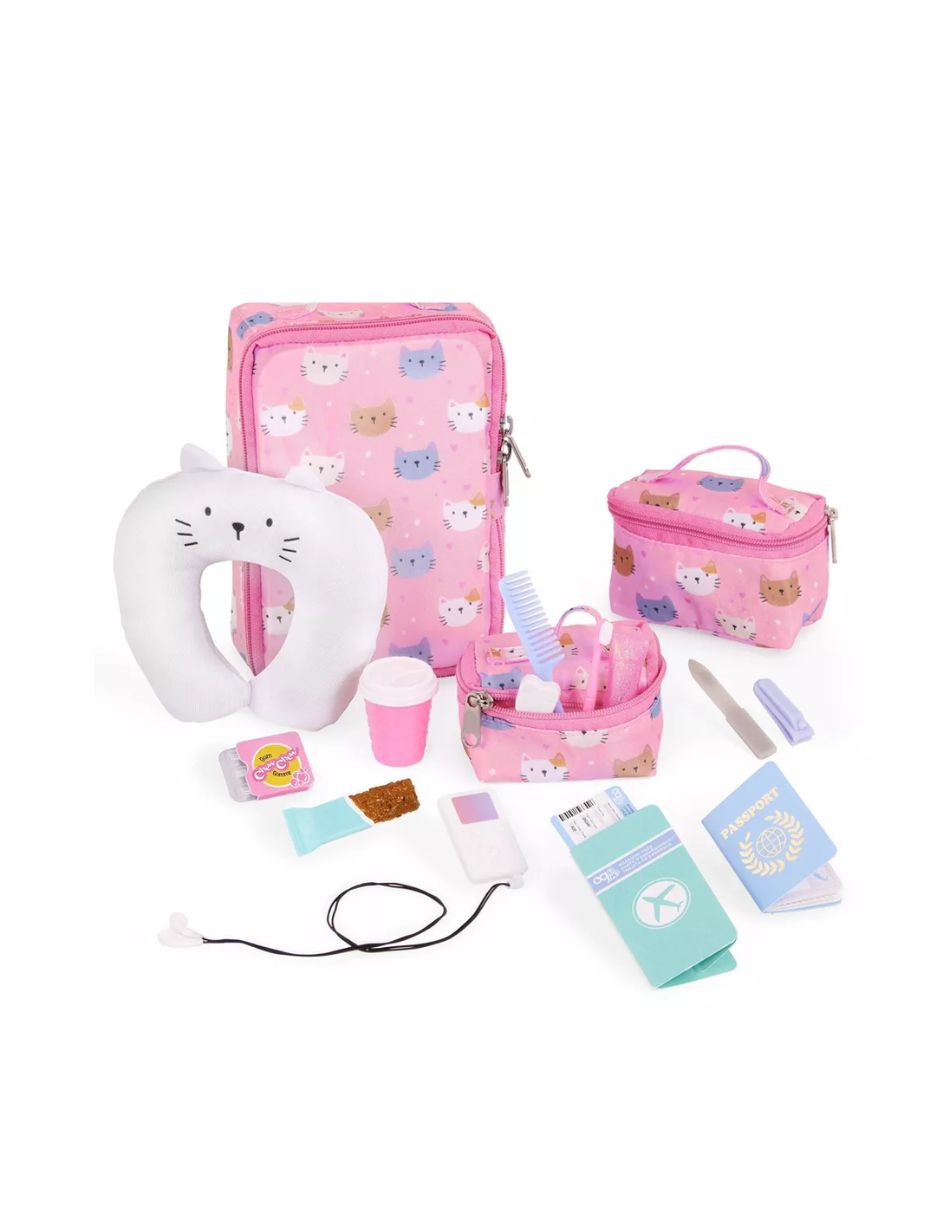 Our Generation Set de Viaje Purrfectly Packed 19 Accesorios para Muñecas de 45 cm
