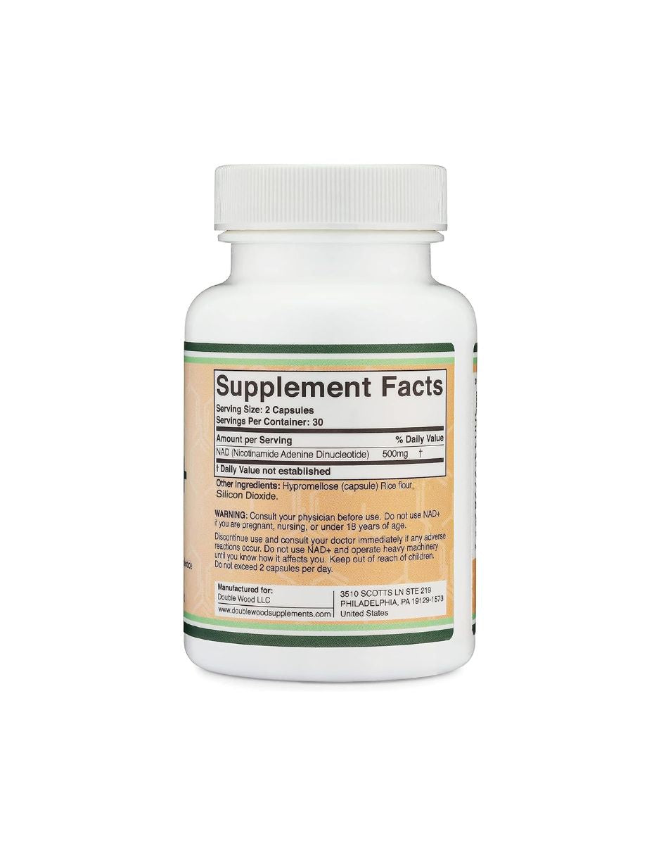 Double Wood Suplemento NAD 500 mg, 60 cápsulas